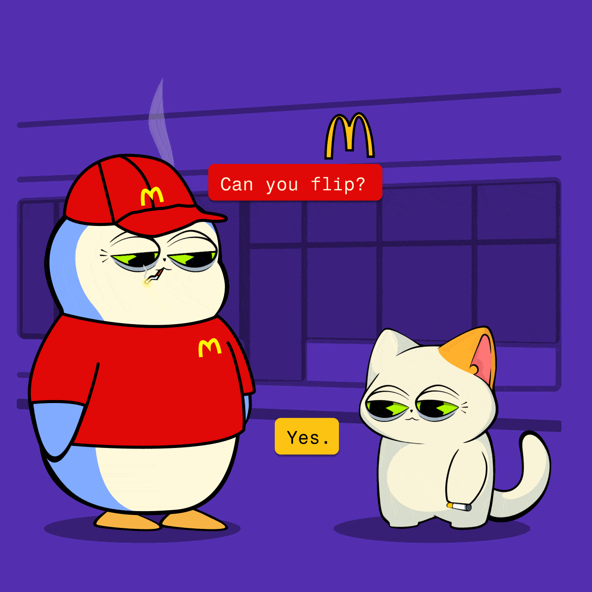 Zippy working at McDonald's